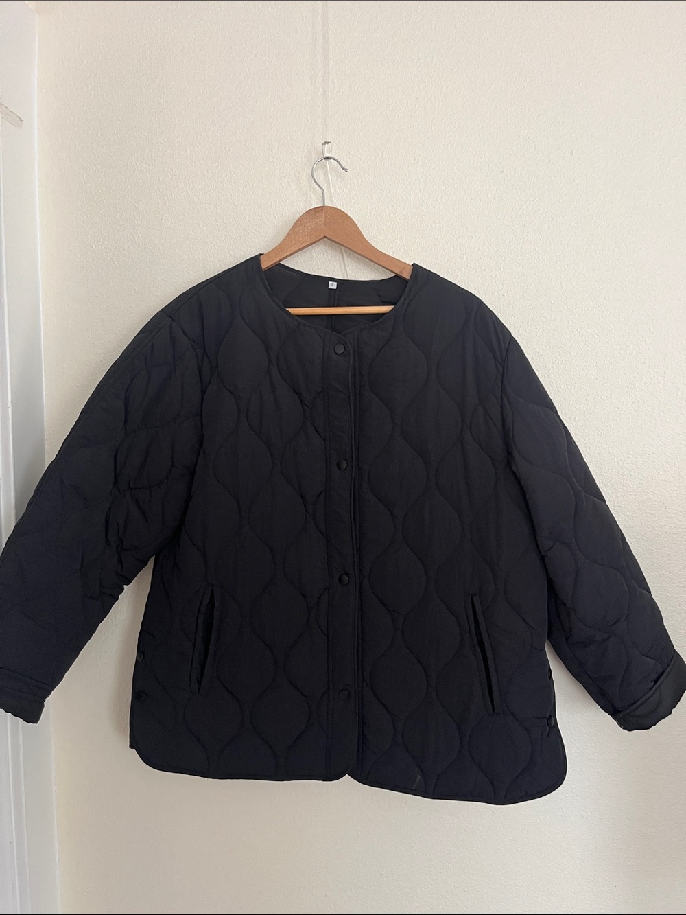 Quilted Black Women's Button-Front Coat